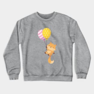 Cute Little Fox With Balloons Crewneck Sweatshirt